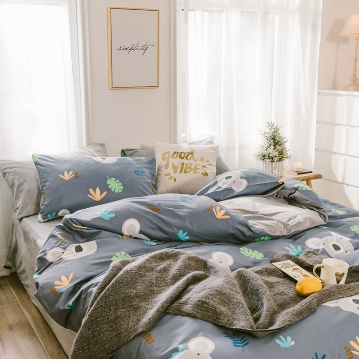 91家纺网 家纺一手货源 找家纺 昔可 2019新款13372棉加绒卡通系列四件套 可爱考拉