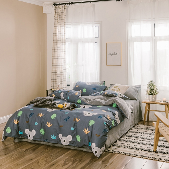 91家纺网 家纺一手货源 找家纺 昔可 2019新款13372棉加绒卡通系列四件套 可爱考拉