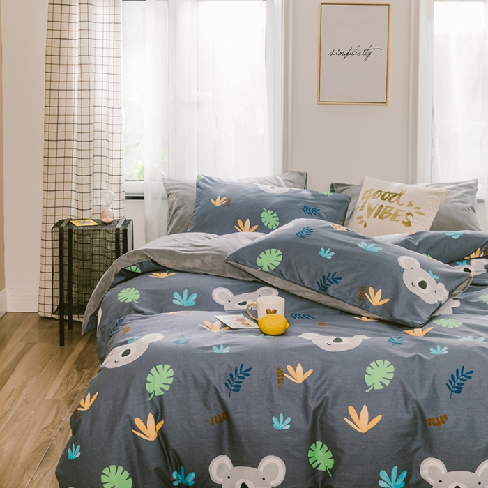 91家纺网 家纺一手货源 找家纺 昔可 2019新款13372棉加绒卡通系列四件套 可爱考拉