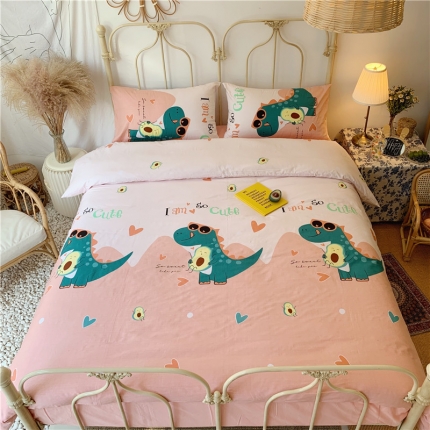 91家纺网 家纺一手货源 找家纺 昔可 2019新款13372全棉四件套 牛油果恐龙