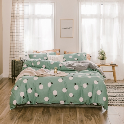 昔可 2019新款13372棉加绒水果系列四件套 青橙-绿