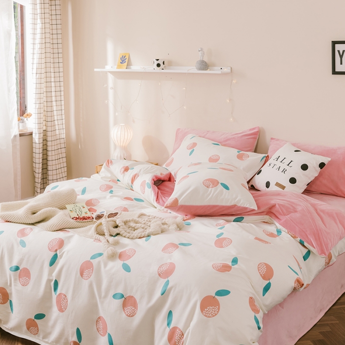 91家纺网 家纺一手货源 找家纺 昔可 2019新款13372棉加绒水果系列四件套 清新水果