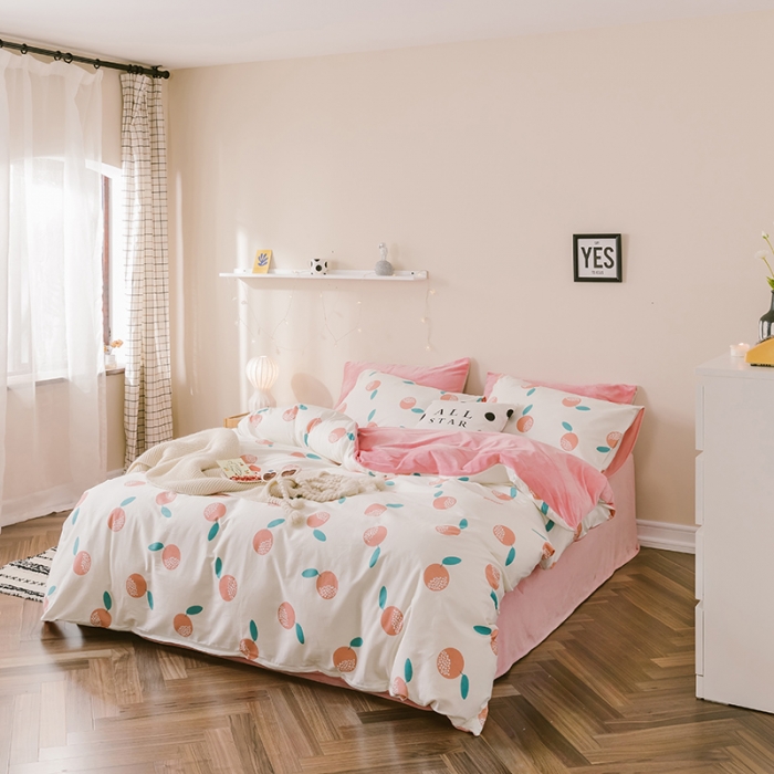 91家纺网 家纺一手货源 找家纺 昔可 2019新款13372棉加绒水果系列四件套 清新水果