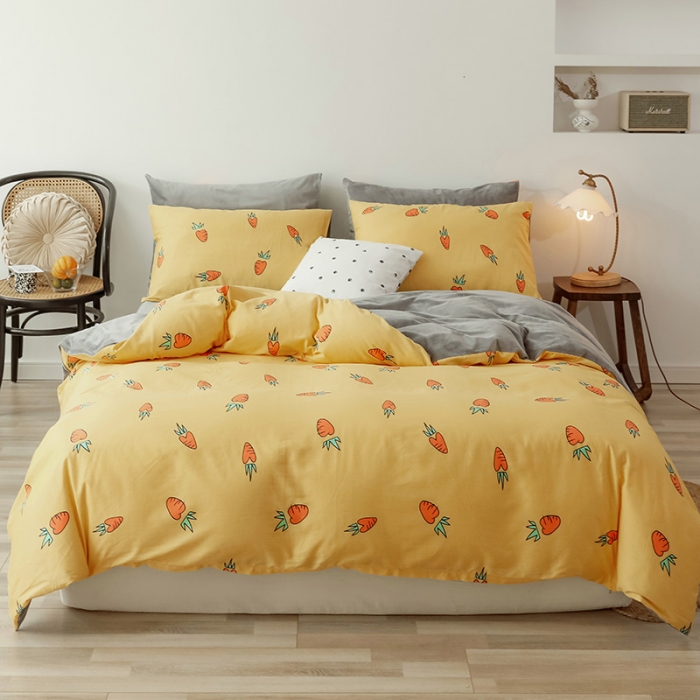 91家纺网 家纺一手货源 找家纺 昔可 2019新款13372棉加绒水果系列四件套 小萝卜