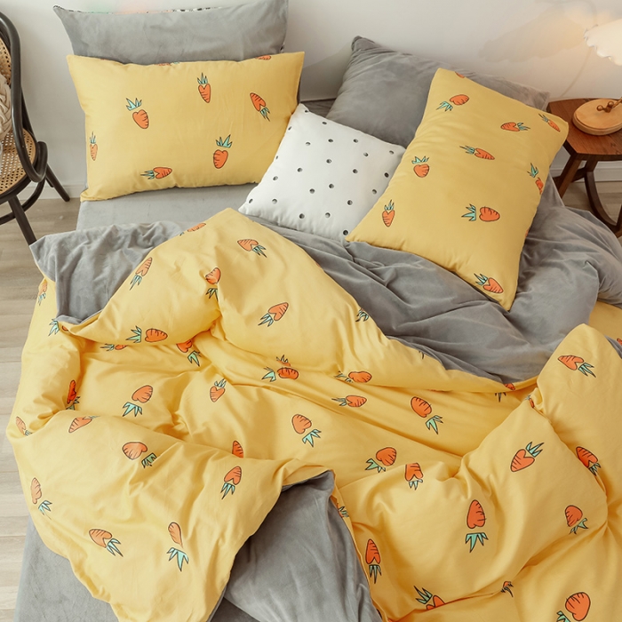 91家纺网 家纺一手货源 找家纺 昔可 2019新款13372棉加绒水果系列四件套 小萝卜