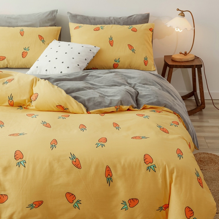 91家纺网 家纺一手货源 找家纺 昔可 2019新款13372棉加绒水果系列四件套 小萝卜