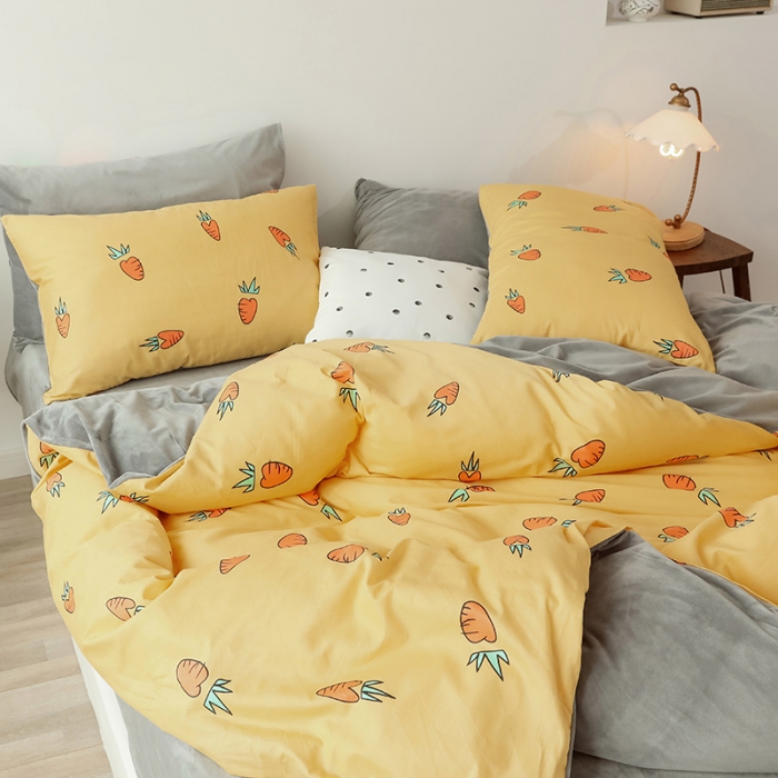 91家纺网 家纺一手货源 找家纺 昔可 2019新款13372棉加绒水果系列四件套 小萝卜