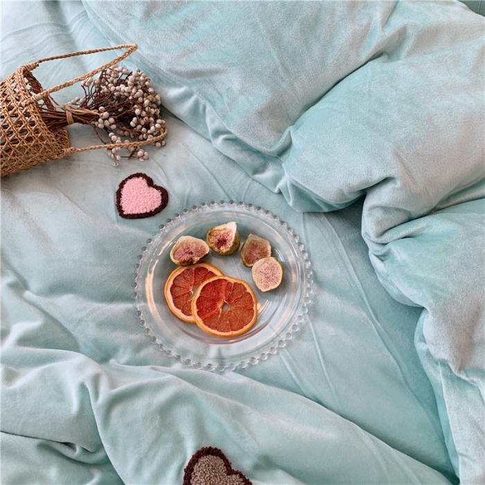 91家纺网 家纺一手货源 找家纺 昔可 2019新款COCO宝宝绒毛巾绣四件套实拍图 豆绿