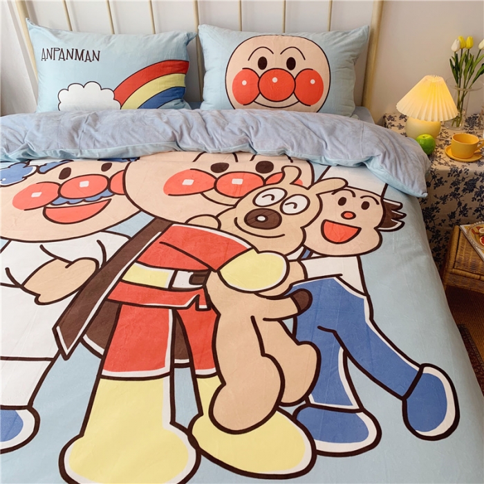 91家纺网 家纺一手货源 找家纺 昔可 2019新款设计师款韩国宝宝绒大版四件套 彩虹面包