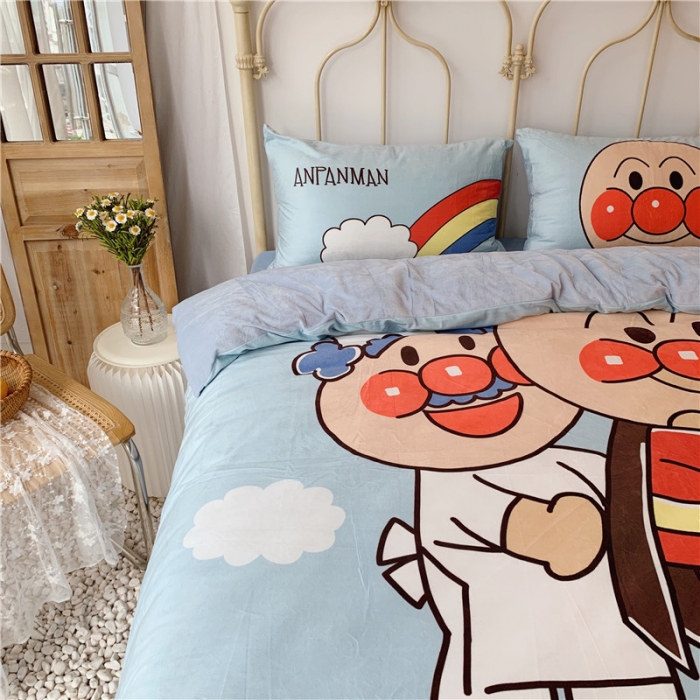 91家纺网 家纺一手货源 找家纺 昔可 2019新款设计师款韩国宝宝绒大版四件套 彩虹面包