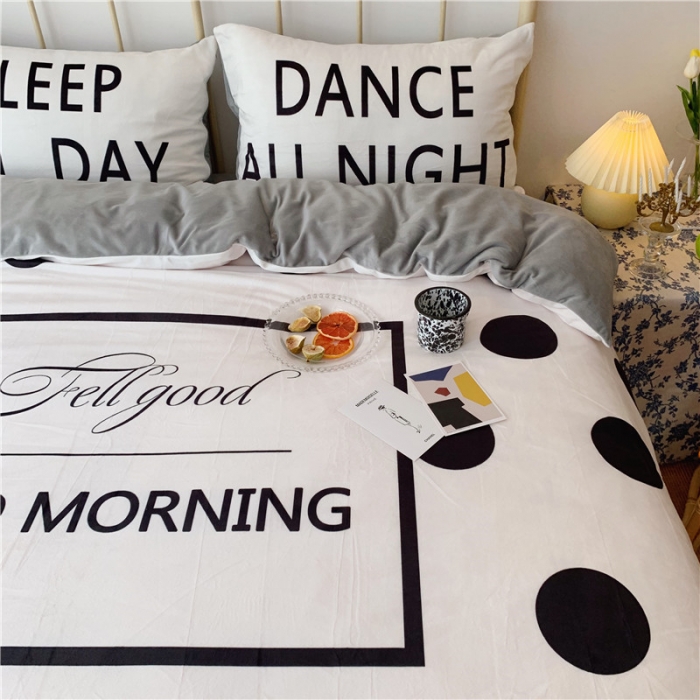 91家纺网 家纺一手货源 找家纺 昔可 2019新款设计师款韩国宝宝绒大版四件套 大波点