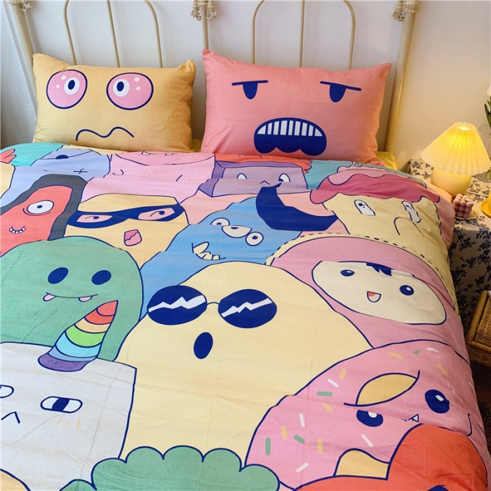 91家纺网 家纺一手货源 找家纺 昔可 2019新款设计师款韩国宝宝绒大版四件套 好多萌物