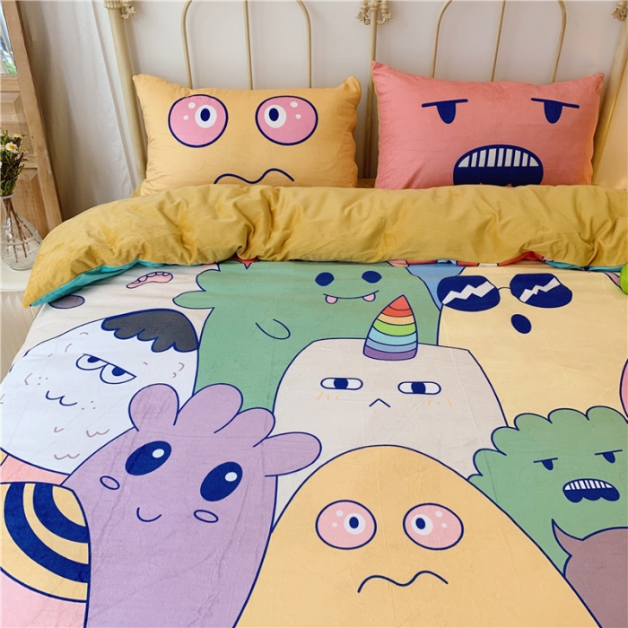 91家纺网 家纺一手货源 找家纺 昔可 2019新款设计师款韩国宝宝绒大版四件套 好多萌物