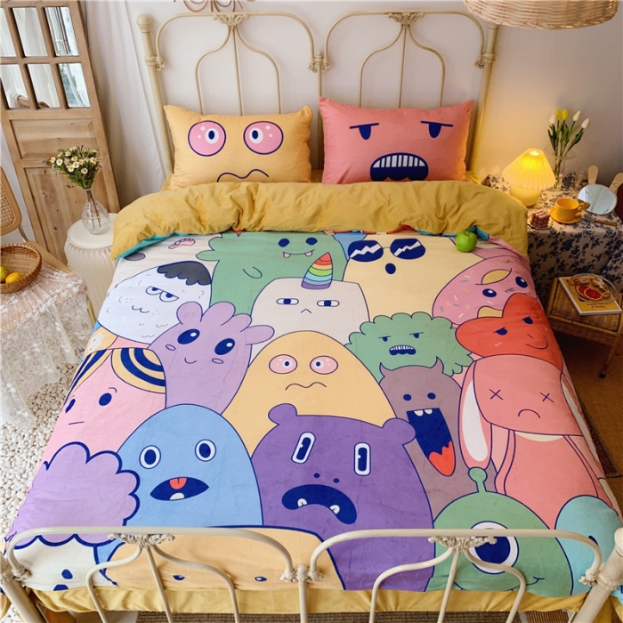 91家纺网 家纺一手货源 找家纺 昔可 2019新款设计师款韩国宝宝绒大版四件套 好多萌物