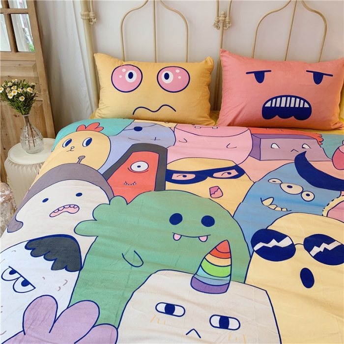 91家纺网 家纺一手货源 找家纺 昔可 2019新款设计师款韩国宝宝绒大版四件套 好多萌物