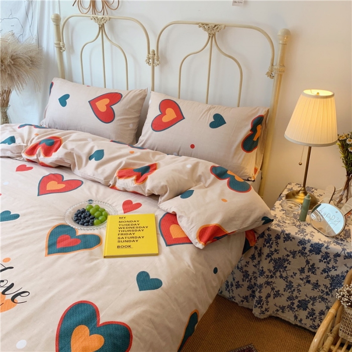 91家纺网 家纺一手货源 找家纺 昔可 2019新款13372全棉四件套 Love爱心
