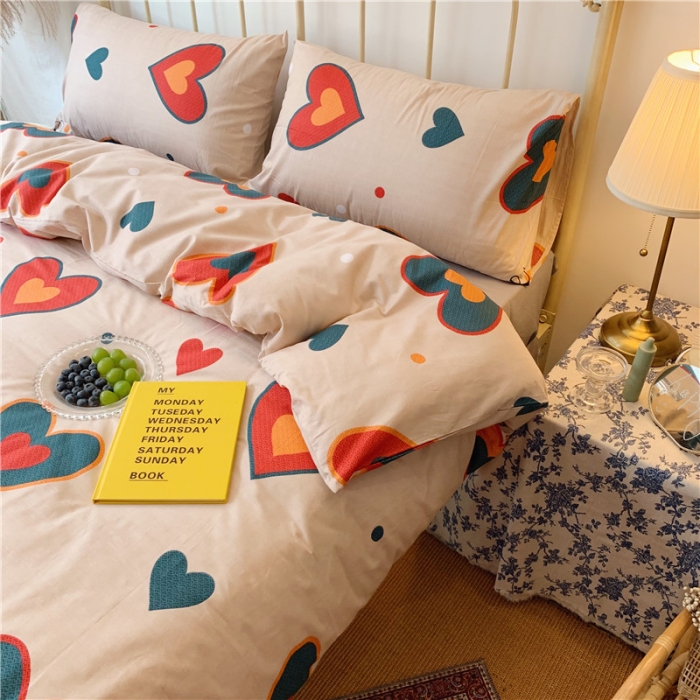 91家纺网 家纺一手货源 找家纺 昔可 2019新款13372全棉四件套 Love爱心