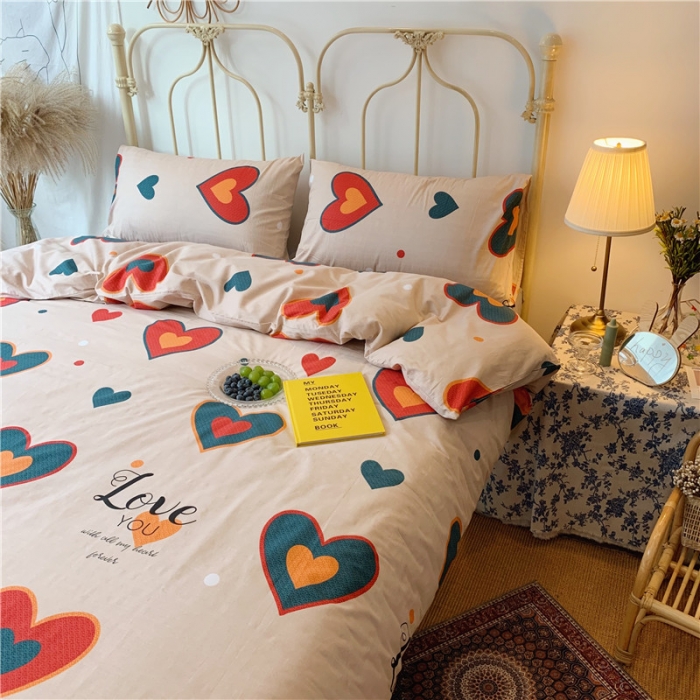 91家纺网 家纺一手货源 找家纺 昔可 2019新款13372全棉四件套 Love爱心