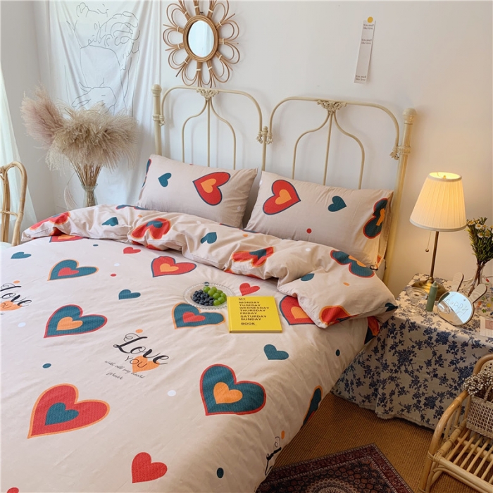 91家纺网 家纺一手货源 找家纺 昔可 2019新款13372全棉四件套 Love爱心