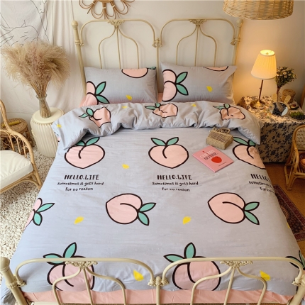 91家纺网 家纺一手货源 找家纺 昔可 2019新款13372全棉四件套 大蜜桃