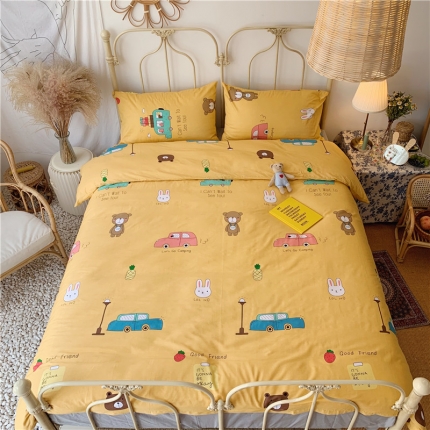 91家纺网 家纺一手货源 找家纺 昔可 2019新款13372全棉四件套 动物巴士