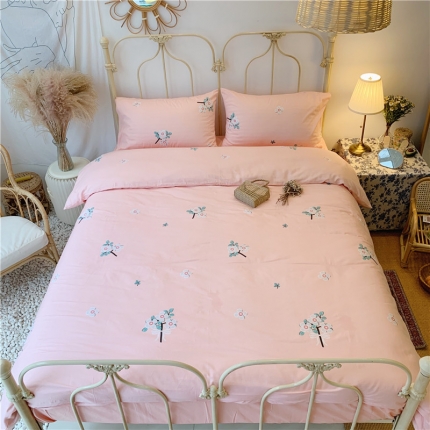 91家纺网 家纺一手货源 找家纺 昔可 2019新款13372全棉四件套 粉色雏菊
