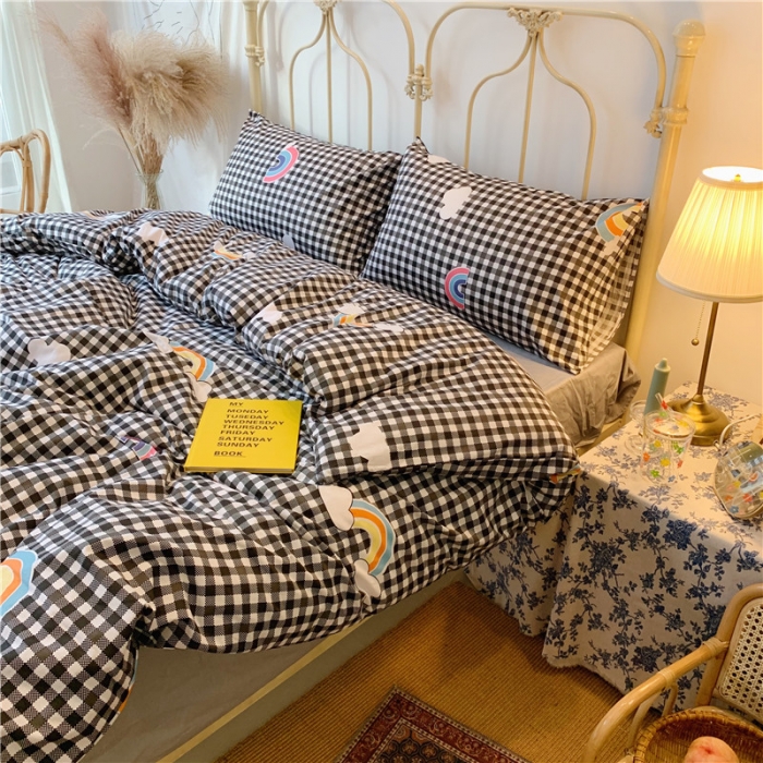 91家纺网 家纺一手货源 找家纺 昔可 2019新款13372全棉四件套 格子彩虹