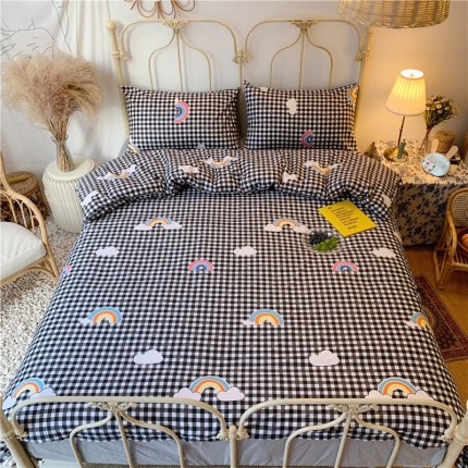 昔可 2019新款13372全棉四件套 格子彩虹