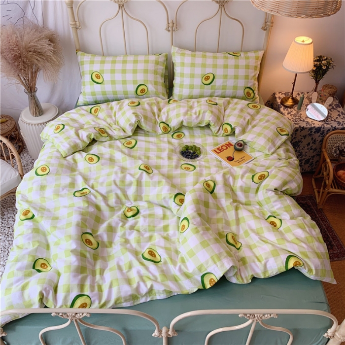 91家纺网 家纺一手货源 找家纺 昔可 2019新款13372全棉四件套 格子牛油果