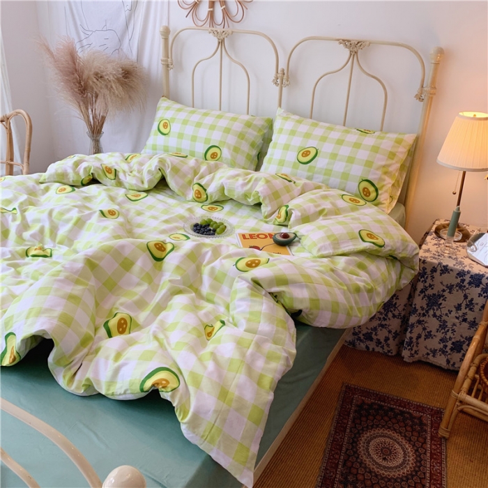 91家纺网 家纺一手货源 找家纺 昔可 2019新款13372全棉四件套 格子牛油果
