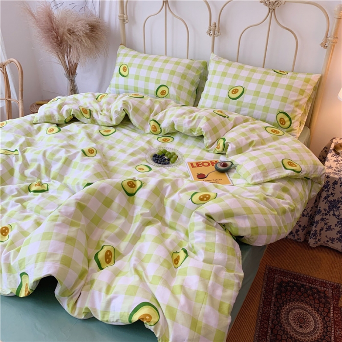 91家纺网 家纺一手货源 找家纺 昔可 2019新款13372全棉四件套 格子牛油果