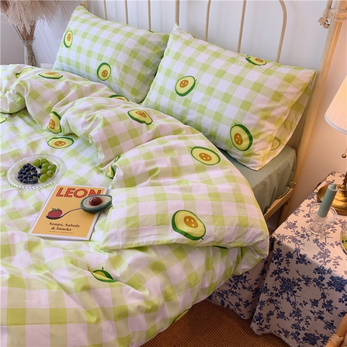 91家纺网 家纺一手货源 找家纺 昔可 2019新款13372全棉四件套 格子牛油果