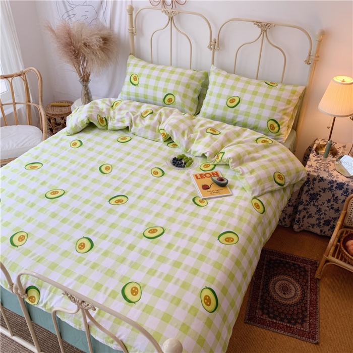 91家纺网 家纺一手货源 找家纺 昔可 2019新款13372全棉四件套 格子牛油果