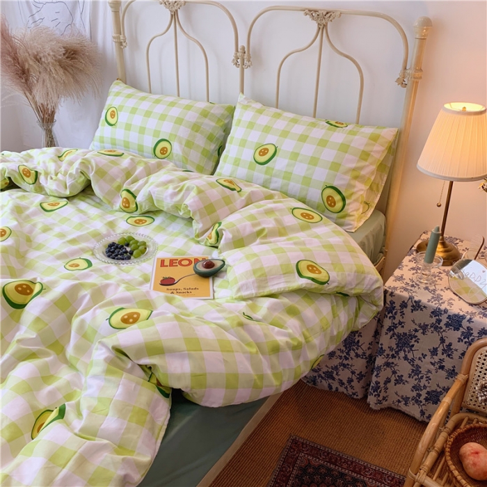 91家纺网 家纺一手货源 找家纺 昔可 2019新款13372全棉四件套 格子牛油果