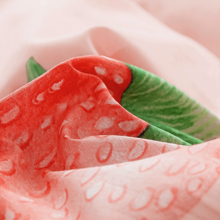 91家纺网 家纺一手货源 找家纺 昔可 2019新款13372棉加绒水果系列四件套 大草莓