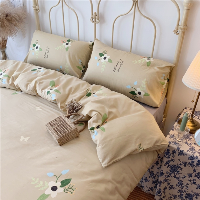 91家纺网 家纺一手货源 找家纺 昔可 2019新款13372全棉四件套 蝴蝶花