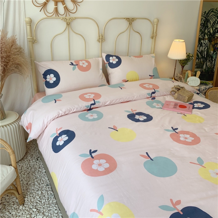 91家纺网 家纺一手货源 找家纺 昔可 2019新款13372全棉四件套 花朵苹果
