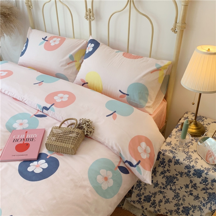 91家纺网 家纺一手货源 找家纺 昔可 2019新款13372全棉四件套 花朵苹果