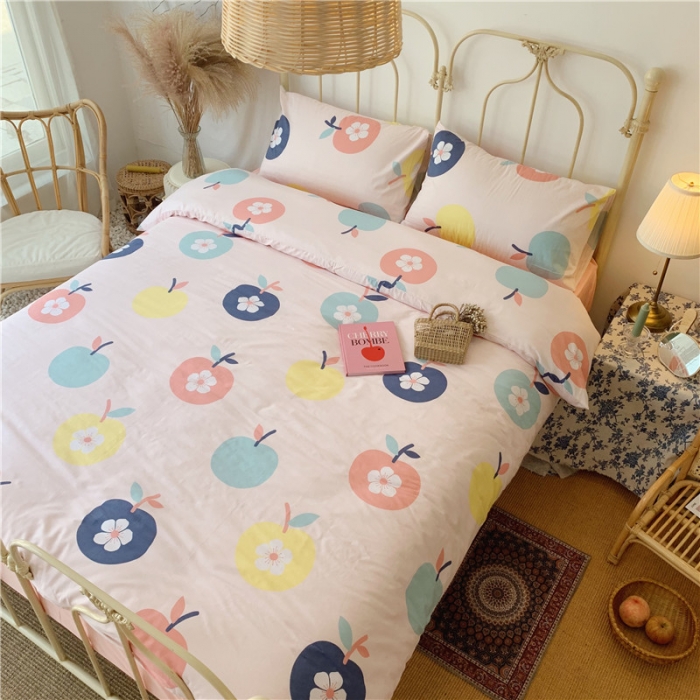 91家纺网 家纺一手货源 找家纺 昔可 2019新款13372全棉四件套 花朵苹果