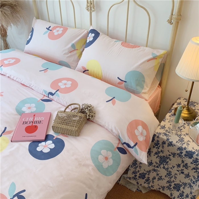 91家纺网 家纺一手货源 找家纺 昔可 2019新款13372全棉四件套 花朵苹果