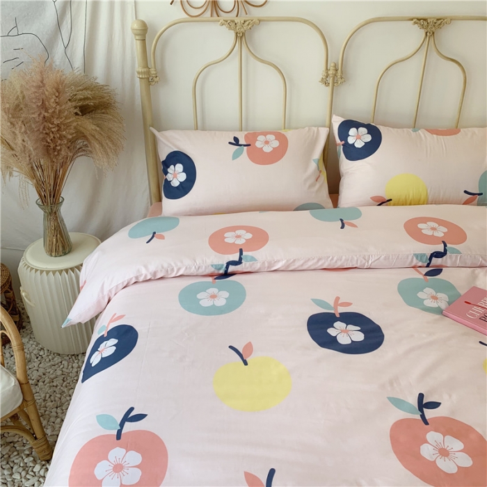 91家纺网 家纺一手货源 找家纺 昔可 2019新款13372全棉四件套 花朵苹果