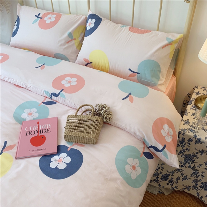 91家纺网 家纺一手货源 找家纺 昔可 2019新款13372全棉四件套 花朵苹果