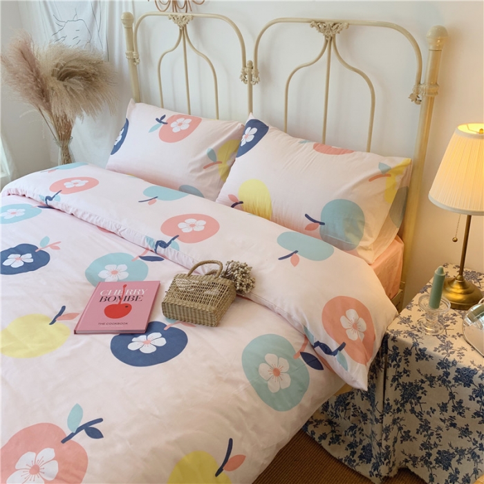 91家纺网 家纺一手货源 找家纺 昔可 2019新款13372全棉四件套 花朵苹果