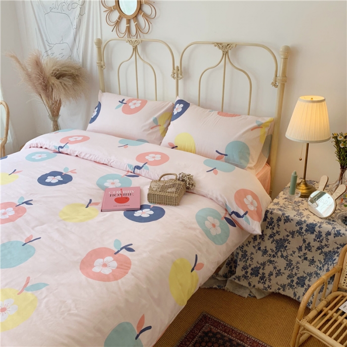 91家纺网 家纺一手货源 找家纺 昔可 2019新款13372全棉四件套 花朵苹果