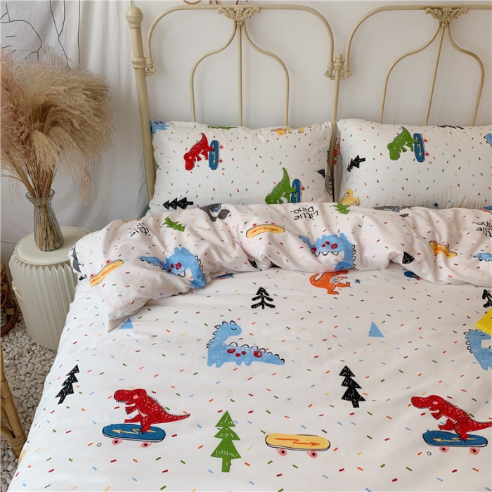 91家纺网 家纺一手货源 找家纺 昔可 2019新款13372全棉四件套 滑板恐龙