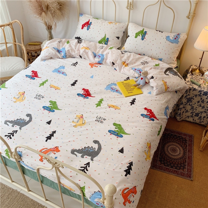 91家纺网 家纺一手货源 找家纺 昔可 2019新款13372全棉四件套 滑板恐龙