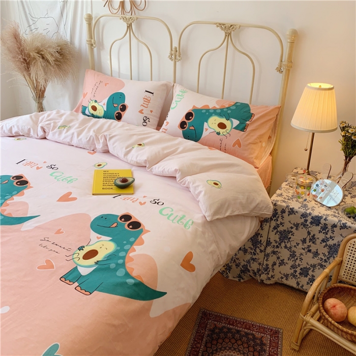 91家纺网 家纺一手货源 找家纺 昔可 2019新款13372全棉四件套 牛油果恐龙