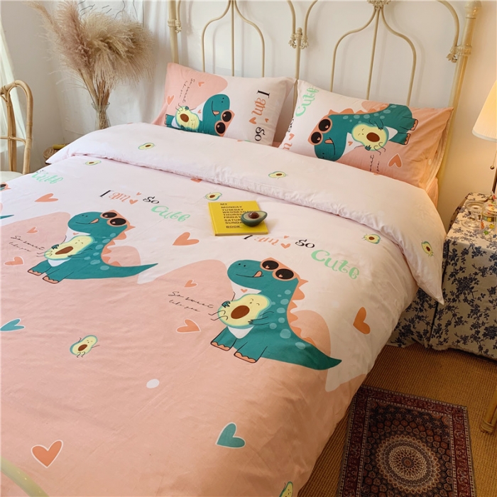 91家纺网 家纺一手货源 找家纺 昔可 2019新款13372全棉四件套 牛油果恐龙