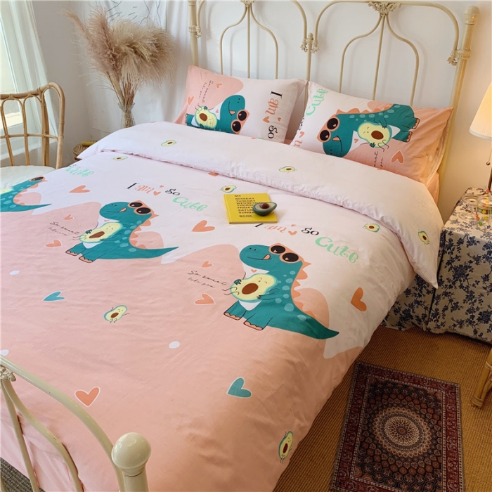 91家纺网 家纺一手货源 找家纺 昔可 2019新款13372全棉四件套 牛油果恐龙