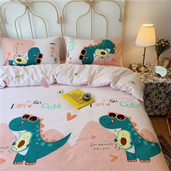 91家纺网 家纺一手货源 找家纺 昔可 2019新款13372全棉四件套 牛油果恐龙